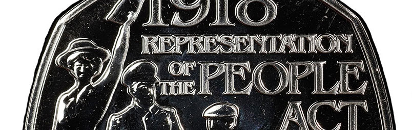 Representation of the People Act 1918 on a 50 Pence 2018